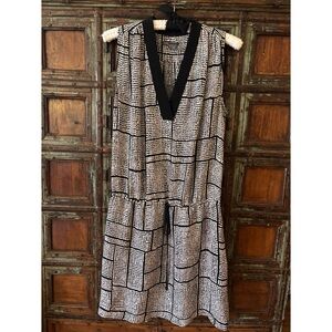 Vince Dot Print Drop Waist Silk Dress